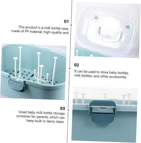 NUOBESTY Baby Bottle Drying Rack with Cover Portable Nursing Bottle Storage Box Baby Bottle Holder Dinnerware Organizer