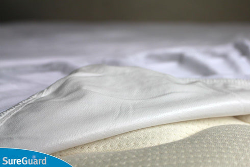 SureGuard Mini Crib Mattress Protector - 100% Waterproof, Hypoallergenic Premium Fitted Cotton Cover for Portable Pack