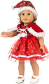 TianBo 3pc Christmas Doll Clothes, 18 Inch Red Color Including Snowflake Hat Shawl Dresses for Girl Dolls