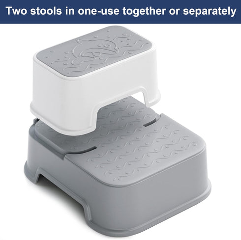 2 (2 Packs),Toddler Step Stool for Kids Stool for Bathroom Sink,Potty Training,Toilet Stool, Slip Resistant(Grey)