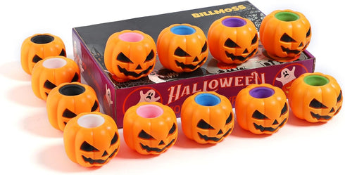 12PCS 6 BILLMOSS Halloween Pumpkin Squishy Toys - Colors Stress Relief Ghost Toy for Trick or Treat Party Suppliers