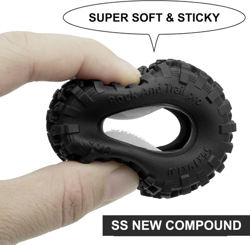 OGRC 1.0 Tires Dual Stage Foam Tyres Soft & Sticky for 1/24 SCX24 Gladiator Bronco C10 JLU Deadbolt B17 FCX24 1/18 TRX4-M - Rock and Trail Pro by OGUNKE