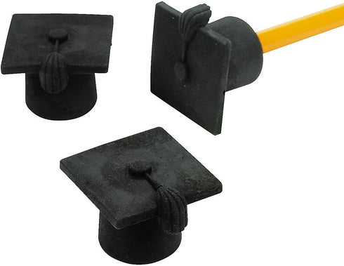 Fun Express Grad Mortarboard Pencil Top Erasers for Graduation, 24 Pieces