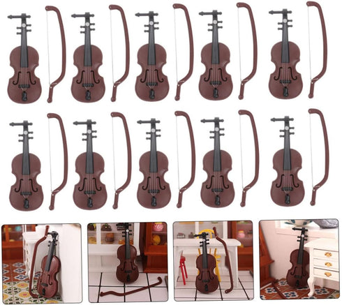 10 Sets Violin Ornaments Miniature Toys, Home Decorations and Musical Instrument Desk Topper