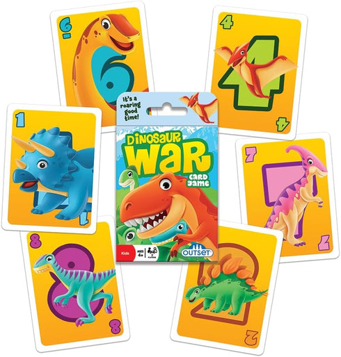Outset Media Dinosaur War Card Game - Classic War Game in Jurassic Splendor for 2 Players