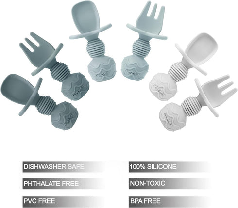 PandaEar 6 Pack Silicone Baby Spoons Self Feeding| Infant Spoons First Stage| Baby Utensils 6-12 Months| Toddler Baby Feeding Spoon | Baby Eating Essentials| Baby Led Weaning Supplies