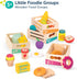 24-Piece 3+ B. toys Little Foodie Groups Wooden Grocery Toy with Categorized Food Crates Encourage Sorting, Healthy