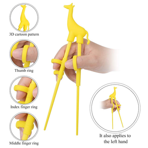 Training Chopsticks, Cute Animal Shape Learning Chopsticks for Kids, 4 Pack for Right or Left Handed