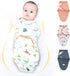 Miracle Baby 3-Pack 0-6 Baby Swaddle Sleep Sacks, Newborn Blanket Wrap Adjustable Breathable Soft Cotton for Months
