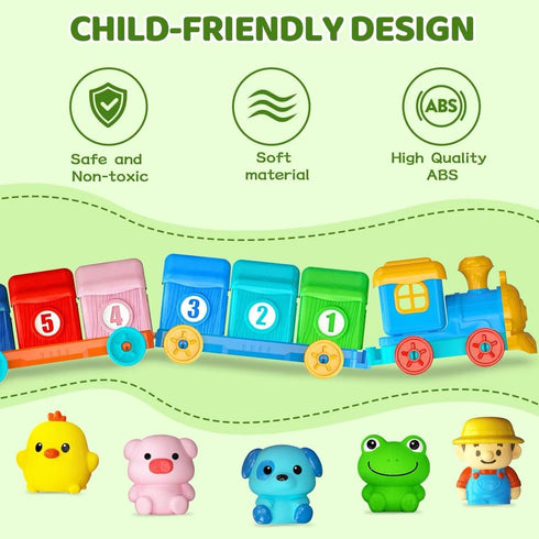 KiddoTOYZ 2 3 Old-Counting Toddler Learning Toys for Year Matching & Sorting Activity Montessori Train Toys with Farm