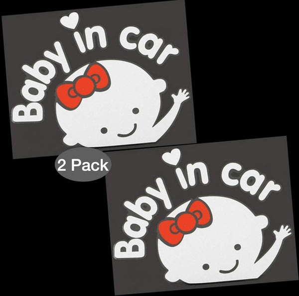 Baby in Car Sticker Decal by CM Wealth 2Packs - Cute Baby on Board Sign for Car Safety (Girl2)