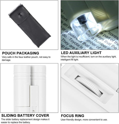 Handheld 100X Magnifier with Light, Mini Pocket Microscope for Kids Aged 3-12 Years, Student Gifts