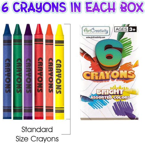 Set 600 100 Packs 6 ArtCreativity Crayons Bulk - Total Crayons - of - Kids' Colors: Red, Orange, Yellow, Green, Blue