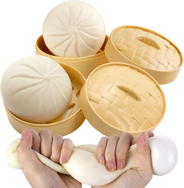 FFNIU 2Pack Dumpling Stress Ball, Dumpling Fidget Toy, Steamed Stuffed Bun, Stress Relief