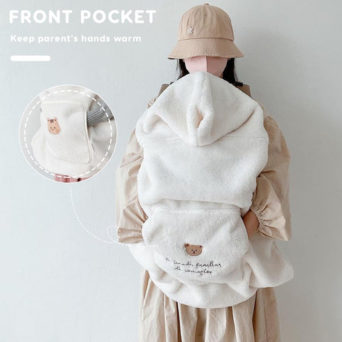 SONARIN Cute Hooded Baby Carrier Cover,Windproof Warm Winter Cover for Baby Carrier,Universal Sling Cloak Cape Stroller