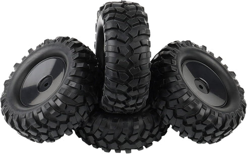 4PCS 1:10 RC Tires Rock Crawler Trailer Tires Hex 12mm Hard Dish Wheels Rim Rubber Tires for Trail Finder 2 Gelande II CR12 CC01 MST CMX by Rowiz