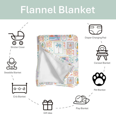 Summer 60x80 Colorful Beach Patchwork Baby Blankets for Girl Bright Seashells Girly Soft Flannel Nursery Bed Blanket