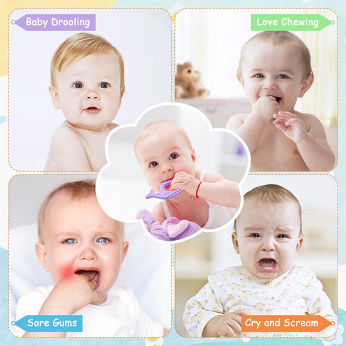 8 Pack Frozen 3 BEBOAN Silicone Baby Teething Toys, Cute Baby Teether Teething Ring Chew Toys Teether, BPA Free Easy
