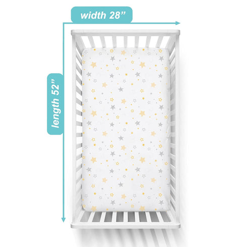4 Pack 28" 52", 100% American Baby Company Fitted Crib Sheets x Soft Breathable Neutral Cotton Jersey Sheet