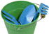 2 Pack Set JustForKids Garden Tool Green & Blue Metal Pails with Mini Shovel, Rake & Cultivator, Wooden Handles Outdoor