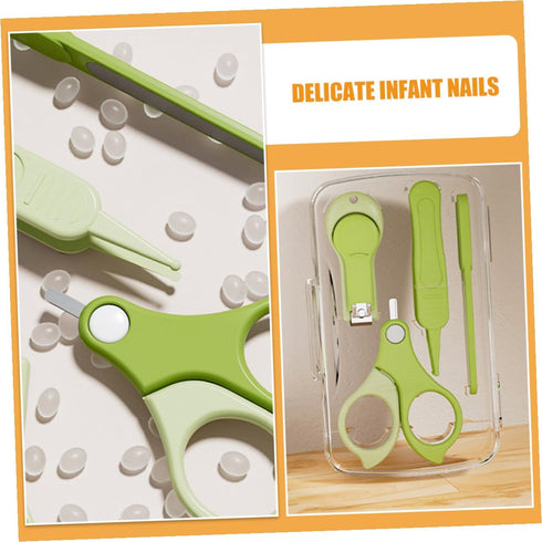 LOORGVEL Set Nail Clipper for Newborns and Infants Portable Green Nail Grooming Kit Travel-Friendly