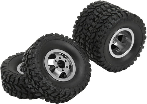 Hub Wheel Rims with Soft Rubber Tires, 4WD Aluminum Alloy Wheel Hub for WPL C14 C24 B14 B24 B16 B36 RC Car