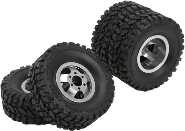 Hub Wheel Rims with Soft Rubber Tires, 4WD Aluminum Alloy Wheel Hub for WPL C14 C24 B14 B24 B16 B36 RC Car