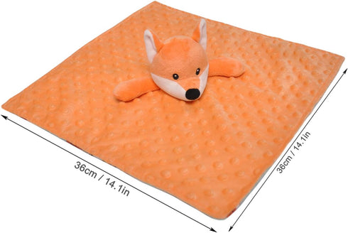 BORITAR Fox Baby Security Blanket, Soft Minky Dot Fabric Lovey with Cute Woodland Pattern Backing (Orange, 14 Inch)