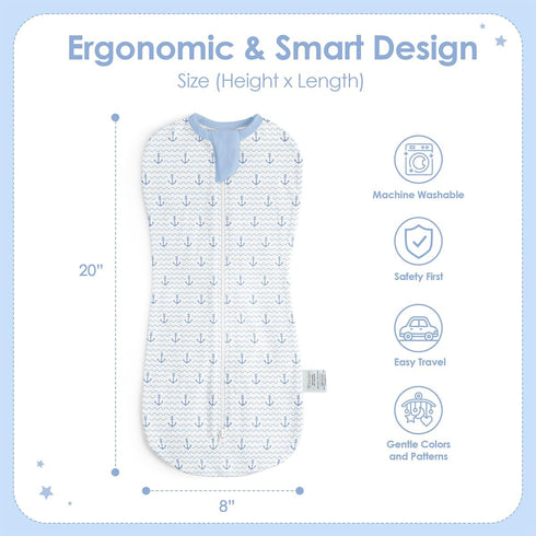 0-2 Pack 2) Baby Swaddle Months, Cotton Arm-In Zipper Sleep Sack, Wearable Blankets Wrap for Newborn Infant Girls