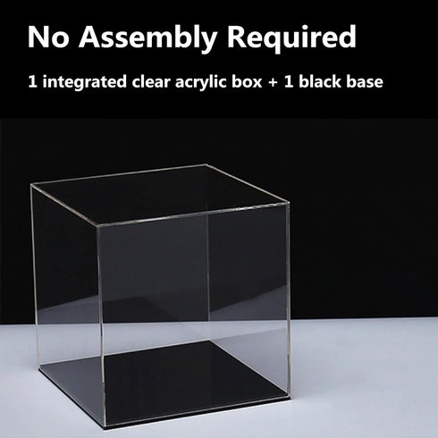 5x5x5 inch, Cliselda Acrylic Display Case with Black Base Clear Square Acrylic Box Cube Small Storage Containers, Fully