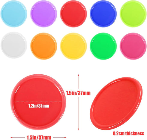 250 PCS Poker Card Game Chips, 37mm Plastic Poker Chips Bulk, Learning Counters Disks Chip for Math Counting, 10 Colors