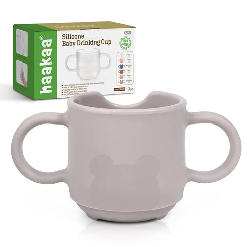 haakaa Silicone Toddler Cups, BPA Free Drop-Proof Training Open Cups for Baby 6 Months+, 5 Ounce (Suva Grey)