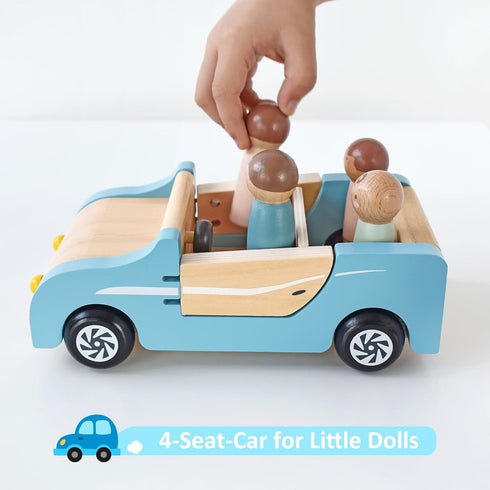 Playset,Kids 3 PairPear Wooden Family Car for Dolls,Wooden Toys Dollhouese Furniture Accessories Pretend Preschool Play