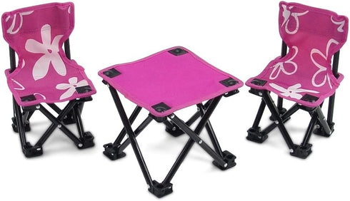 18 Inch Doll 3-PC Folding Camp Camping Beach Sports Chairs and Table - Emily Rose Doll Furniture
