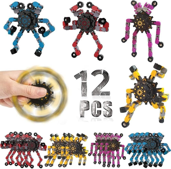 DUBANJOWE 12 Pcs Fidget Spinners Toys for Kids & Adults, Deformable Robot Transformable