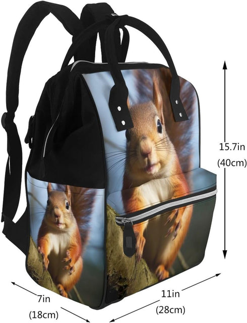 HCBPWVQA Backpack Daypacks Backpack Mommy Squirrel Funny Animal Diaper Bag with Changing Pad and Pacifier Holder