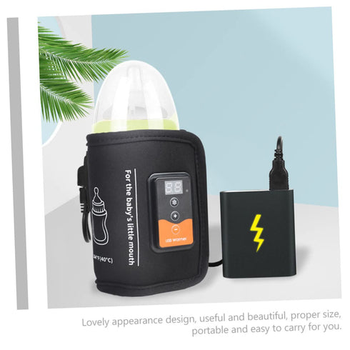 Toddmomy Portable USB Bottle Warmer Temperature Heating Wrap for Milk Travel Friendly Design with LCD Display for Go