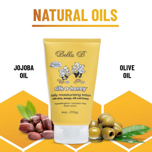BELLA B Silk & Honey Baby Lotion, 4 oz, Moisturizing Lotion for Baby & Pregnancy