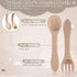 6 Pieces Silicone Baby Feeding Forks and Spoons Set, Mini Kids Utensils for 6 Months and Up (Cream Color)