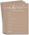 Bridal Shower Games Cards, Advice for The Happy Couple, 25 Guests Engagement Party Games for Minimalist Brown Supplies