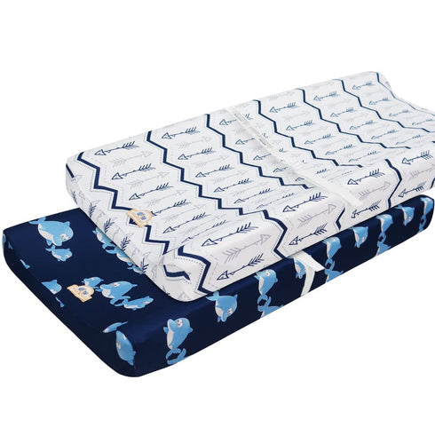 BlueSnail Print Changing pad Cover Set 2PK, Breathable and Comfortable Changing Pad