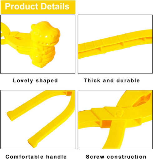 4 Pcs/Set Dinosaur Shaped Snowball Maker Clips - Outdoor Winter Play Snow Toys for Kids Adults Snowball Fight