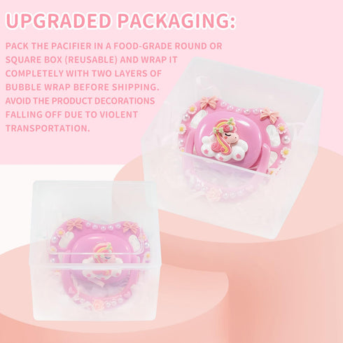 Dummy CutiePlusU Adult Sized Pacifier for Adult DIY Handmade Big Shield-Unicorn Pink