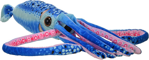 22" Wild Republic Wr Print Squid Plush, Stuffed Animal, Plush Toy, Gifts for Kids, Blue