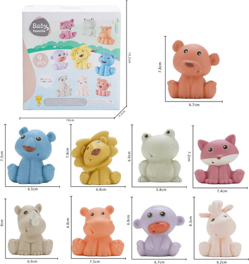 Baby Bath Toys for 6-12 Months, 9 Pack No Hole Silicone Animal Bathtub Pool Float Toy for Baby Girl Boy Present