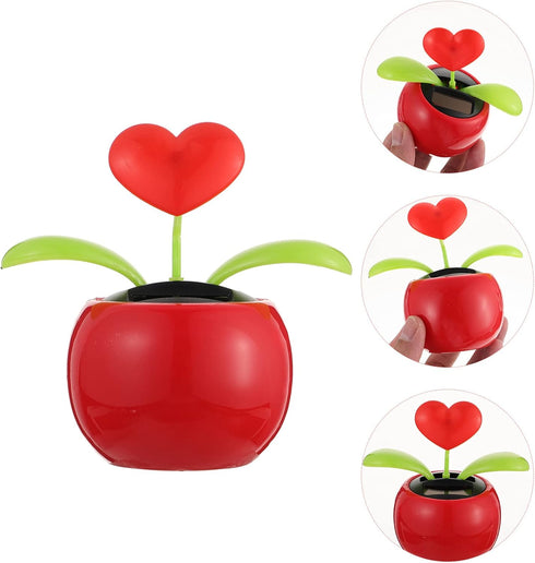 BESPORTBLE 2pcs Solar Dancing Figurines - Solar Powered Dancing Flower Heart for Car Dashboard Decoration