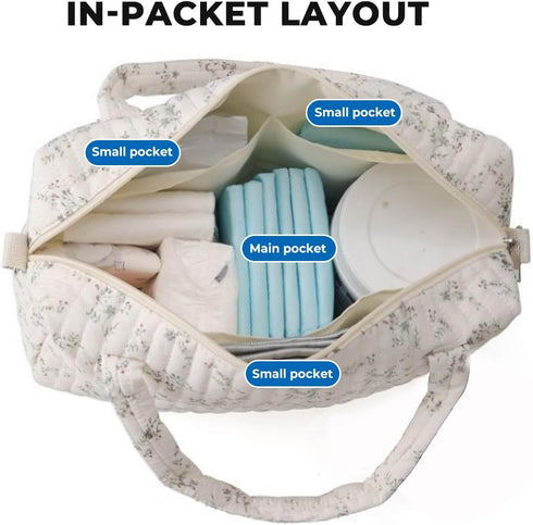 Mommy Diaper Tote Bag Organizer Handbag Floral Bag Nappy Boston Storage Duffle Quilted Infant Carriages for Women