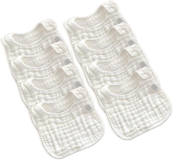Muslin Baby Bibs for Drooling and Teething, Unisex Soft & Absorbent Multi-Layer Bibs for Boys Girls