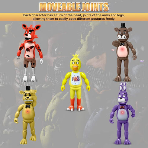 Action Figures Set, 5 Pcs Toys, 5.5 Inches Movable Joints Collectible Set with Light for Cake Toppers and Gifts