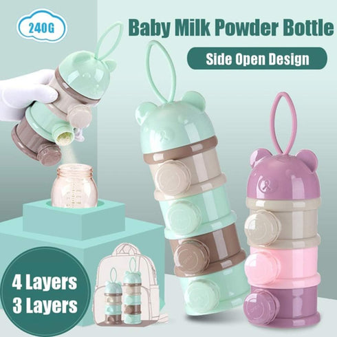 4 Formula Dispenser: Compartments Stackable Formula Container for Travel - Portable Baby Milk Powder & Snack Storage